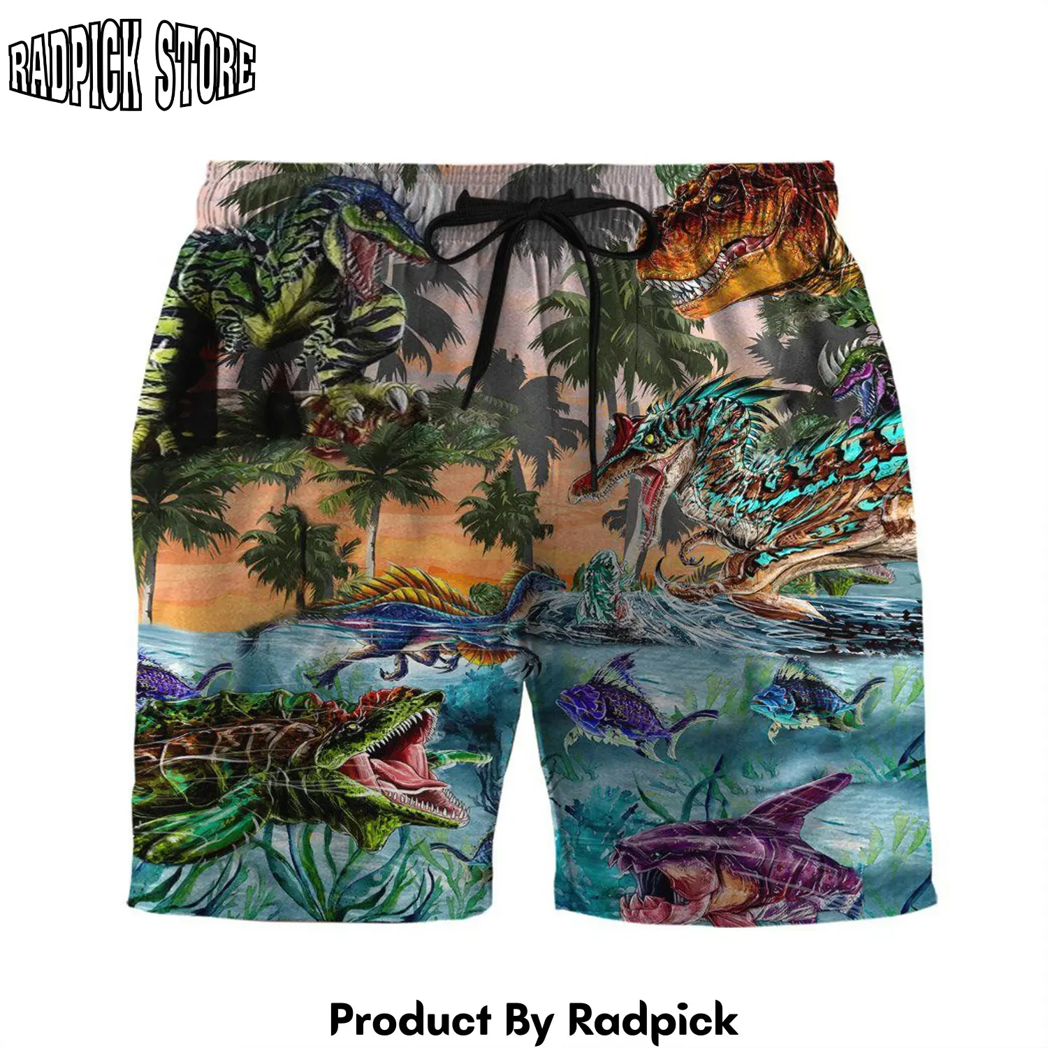 Radpick 3d dinosaur jura world custom beach short swim trunk rp631577